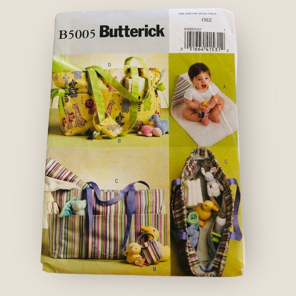 Butterick Sewing Pattern B5005 Diaper Bag Changing Pad Pacifier Case